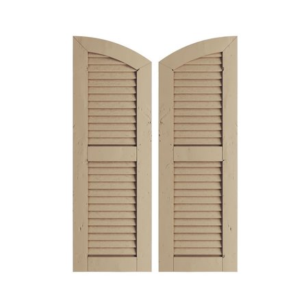 Knotty Pine 2 Equal Louver W/Elliptical Top Faux Wood Shutters, 15W X 76H (71 Low Side)